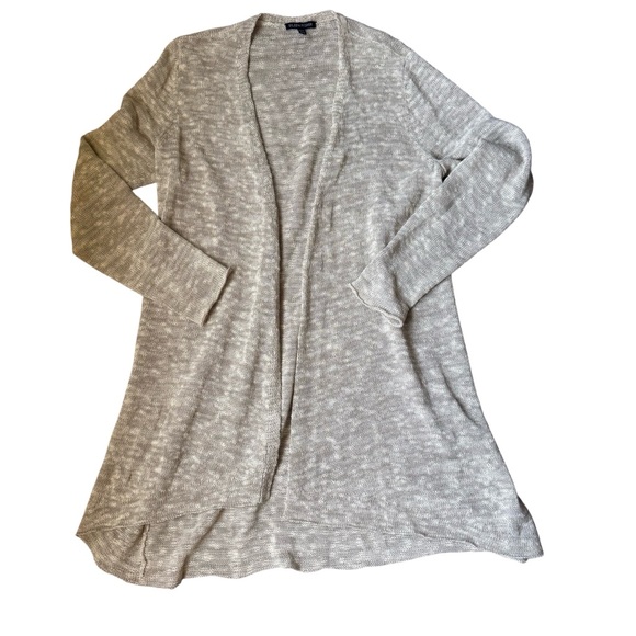 Women's Eileen Fisher Linen Open-Front Cardigan Sweater, Oatmeal, Size Medium - Picture 1 of 6
